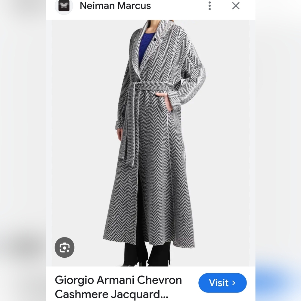 GIORGIO ARMANI Chevron Cashmere Jacquard Belted Coat SOLD OUT in high-end stores